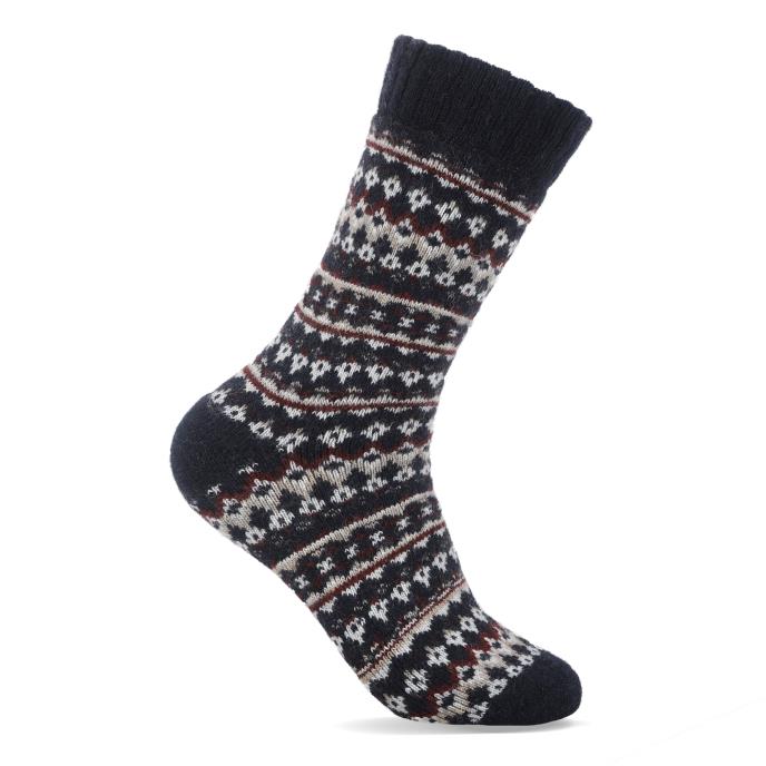 totes toasties® Mens Wool Blend Thermal Fair Isle Socks (Twin Pack) Navy Fair Isle Extra Image 4